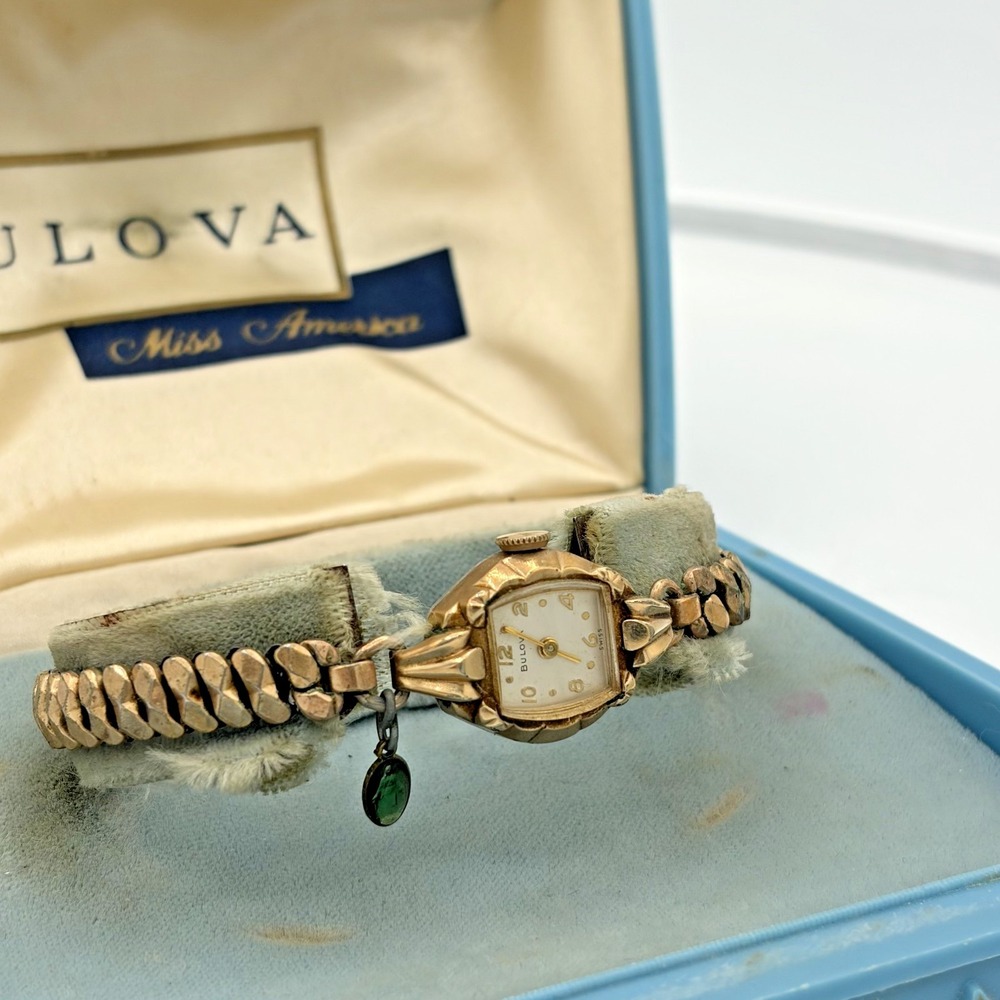 Vintage 1957 Bulova Miss America Ladies Watch Gold Tone w/ Original Box - Picture 4 of 8